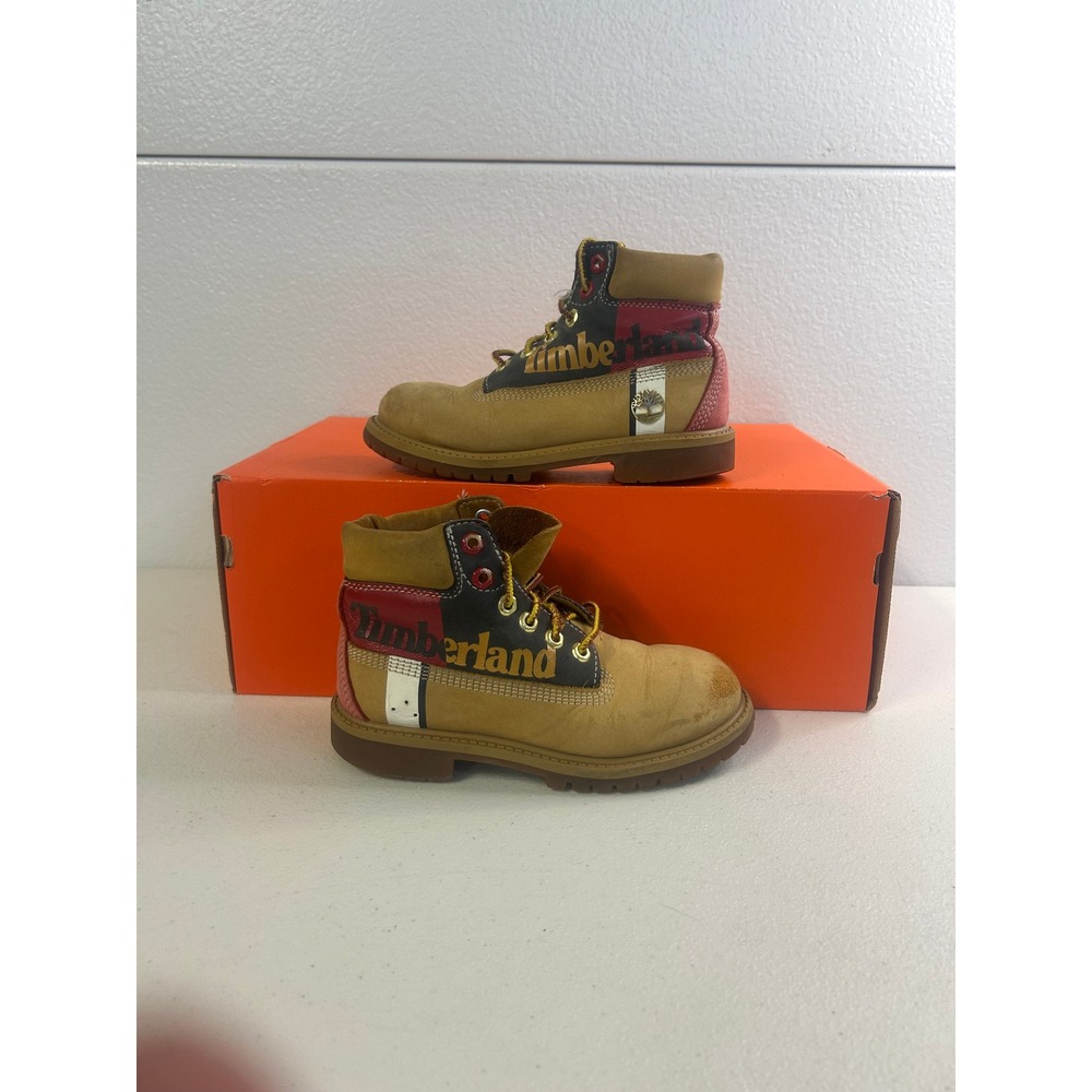 Timberland 6 Inch Premium Multi Color Block Wheat Size 13 Kids #2838